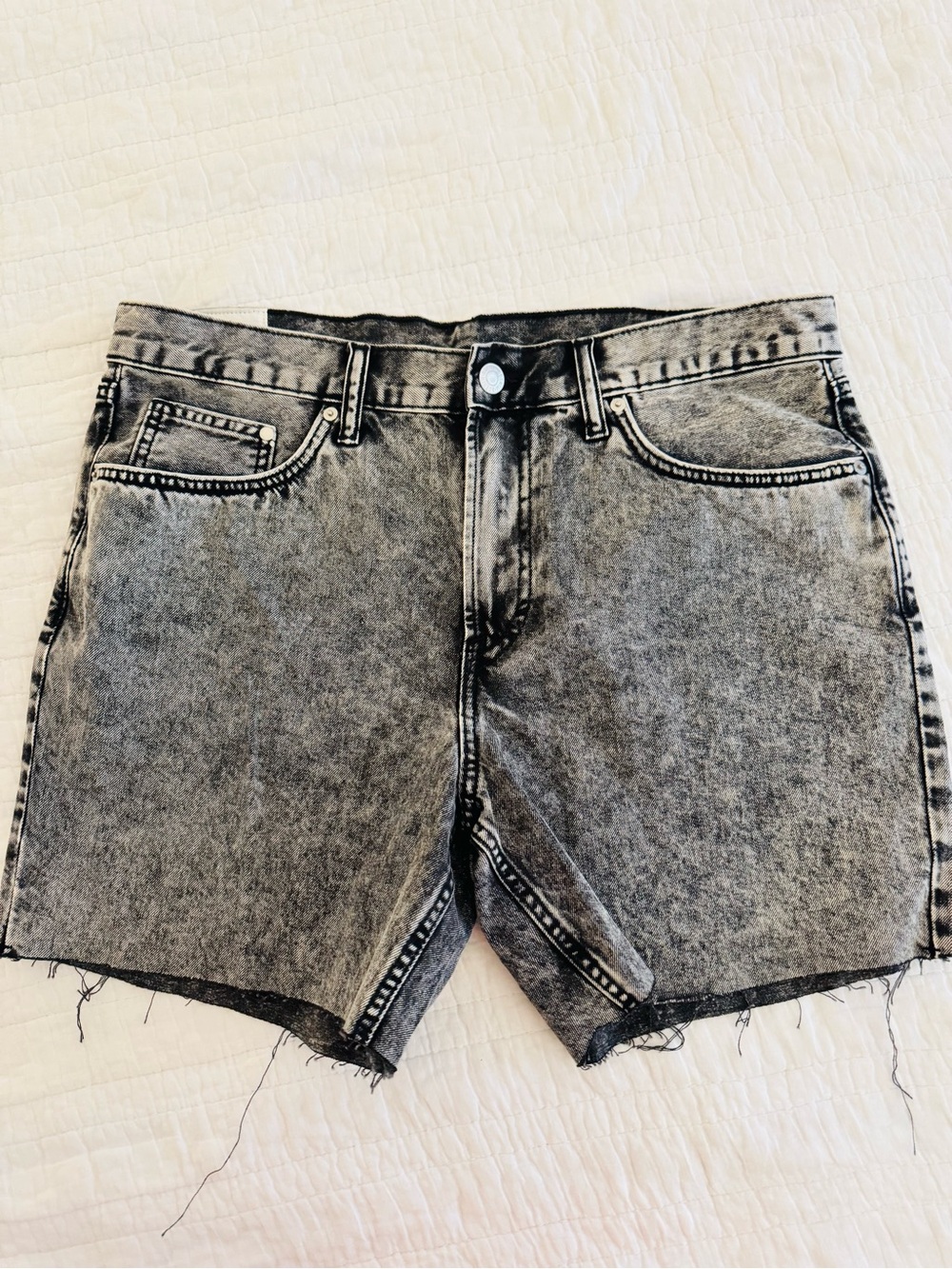 H&M Black Acid Wash Denim Shorts